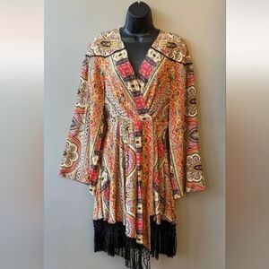 Free People Silk Wrap Fringe Dress